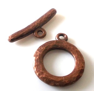 Toggle clasp - antique copper, 18x6mm, 14x16mm, packing 2 pairs